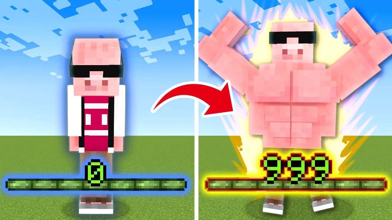 【マイクラ鬼畜】レベルが上がるとムキムキになる世界でエンドラ討伐！ image