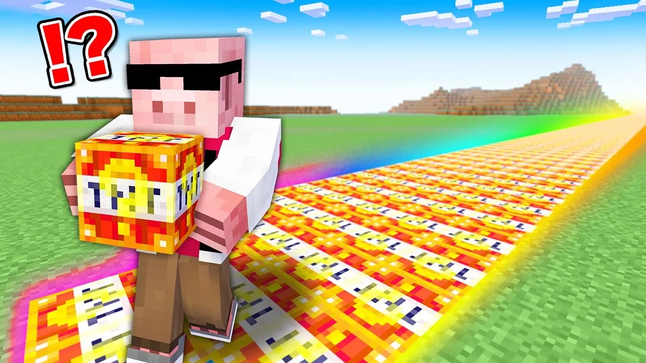 【マイクラ鬼畜】歩いたところがTNTラッキーブロックになる世界でエンドラ討伐！ image
