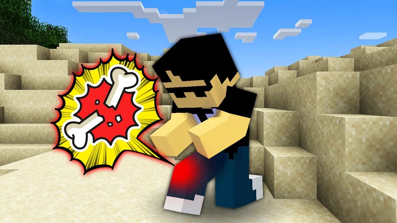 【マイクラ】ダメージを受けると骨折する世界でサバイバル image