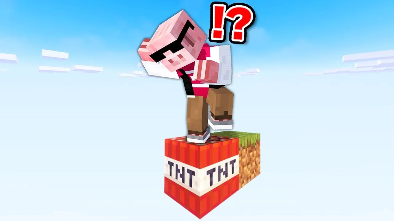【マイクラ鬼畜】歩いたところがTNTになる1ブロックの世界でエンドラ討伐！ image