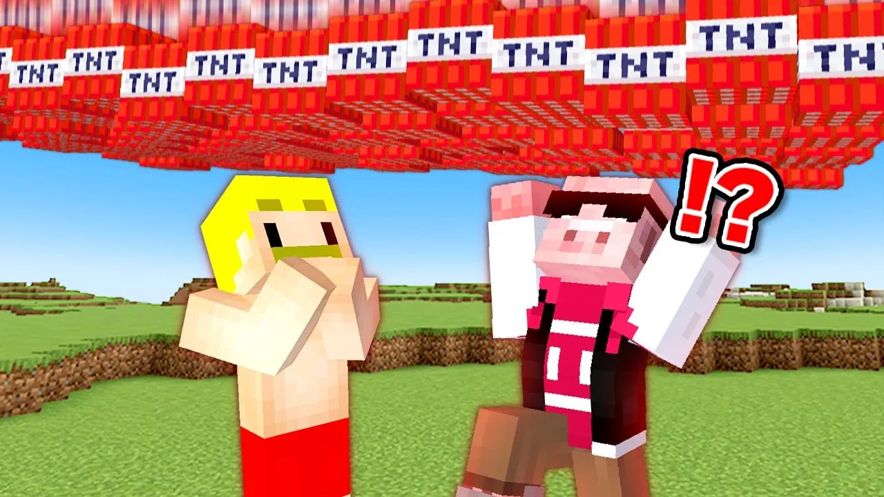 【マイクラ鬼畜】ダメージを受けるとTNTが降る世界でエンドラ討伐！ image
