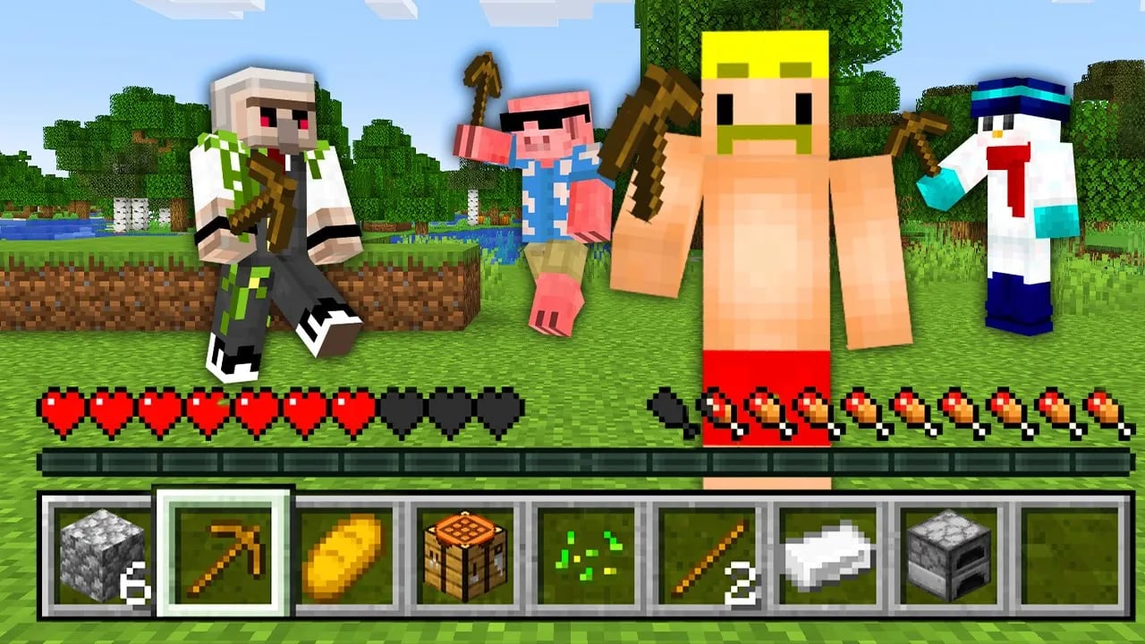 【マイクラ】体力と手持ちが全員共有の世界でサバイバル！ image